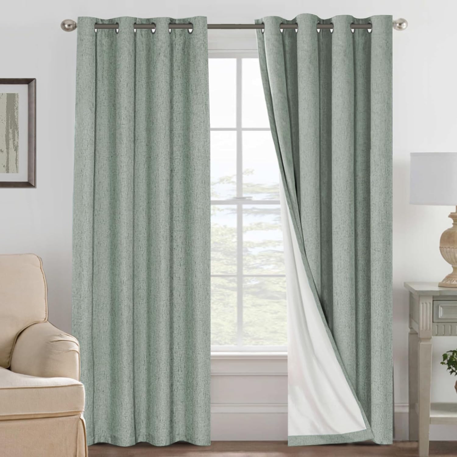 H.VERSAILTEX 100% Blackout Curtains for Bedroom Thermal Insulated Linen Textured Curtains Heat and Full Light Blocking Drapes Living Room…