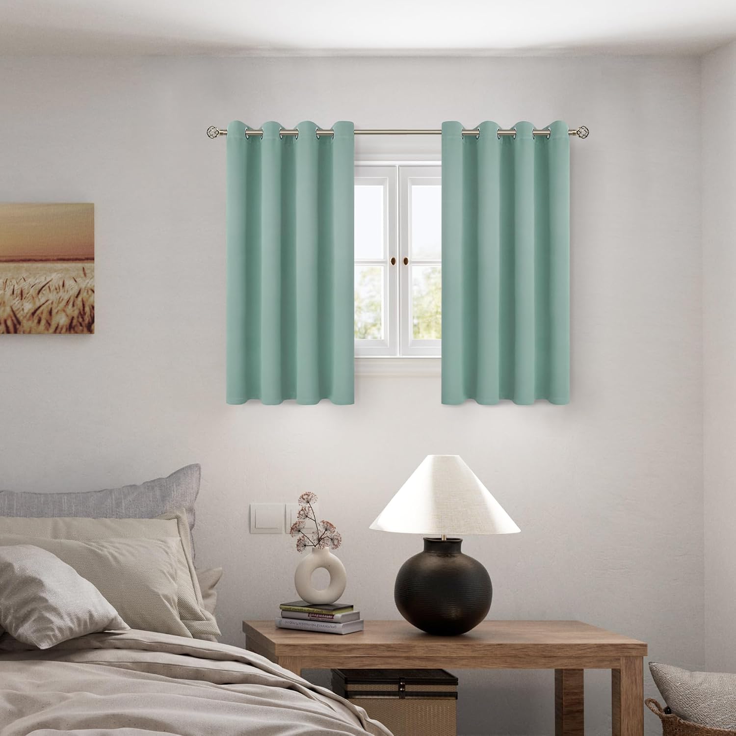 BGment Short 100% Blackout Curtains for Bedroom, Thermal Insulated Lined Energy Efficiency Noise Reducing Grommet Curtains 54 Inch Length f…