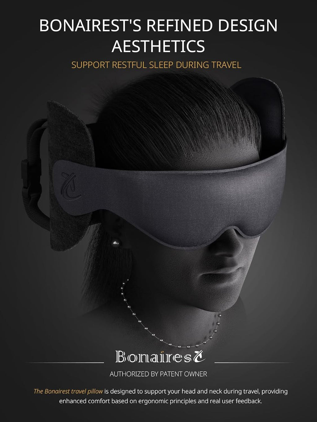 Travel Pillow, Airplane Neck Pillow for Long Flight, Oversized Head Strap with 3D Eye Mask for Sleep, 360°Support Headrest, Stop…