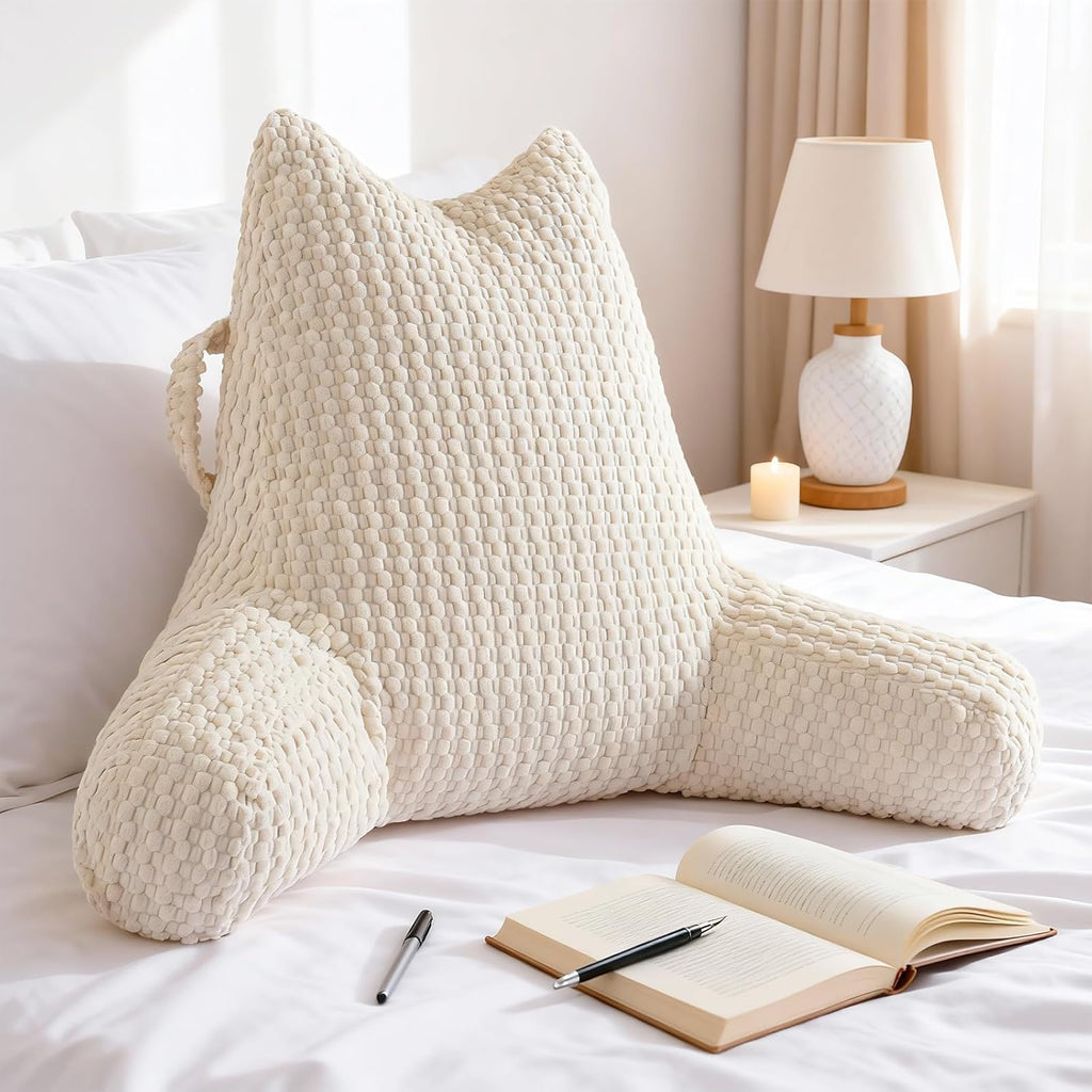 Yagamo Standard Reading Pillow for Bed Sitting Up, Backrest Pillow with Shredded Memory Foam Filling, Back Support Cushion, Bed Rest…