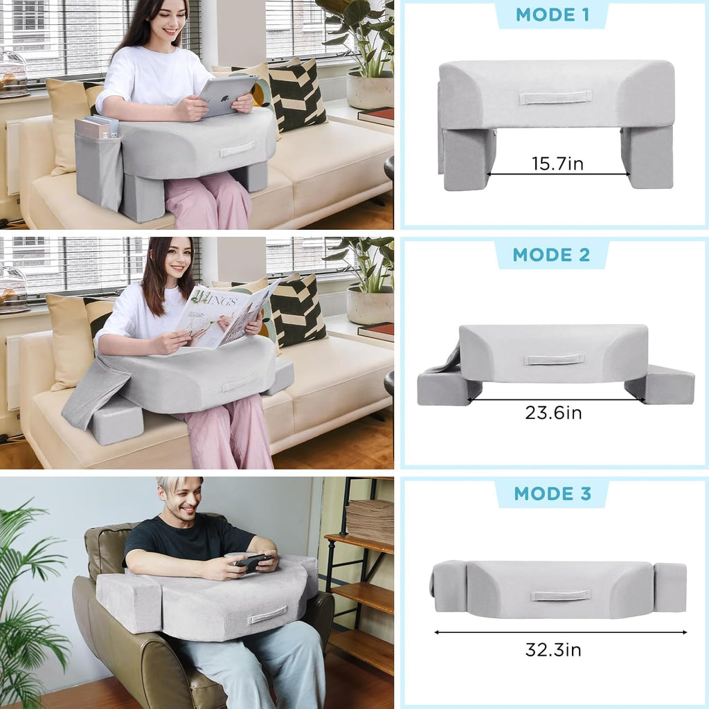 Soft Reading Pillow - Arm Rest Lap Desk Pillow for Adult - Premium Foam Bed Rest Pillow for Reading Working Playing Game or Sitting in…