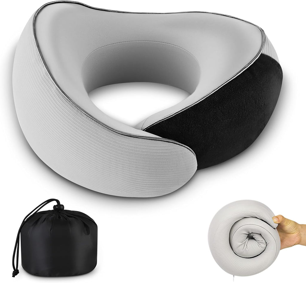 StayCoolThisSummer Travel Pillow for Airplane - 360°Support Ergonomic Raised-Edge Designed, 100% Memory Foam Neck Pillow - for Traveling &…