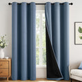Miulee Stone Blue 100% Blackout Curtains for Bedroom 72 Inch Long, 2 Thick Layers Thermal Insulated Black Out Window Curtains with Black Li…