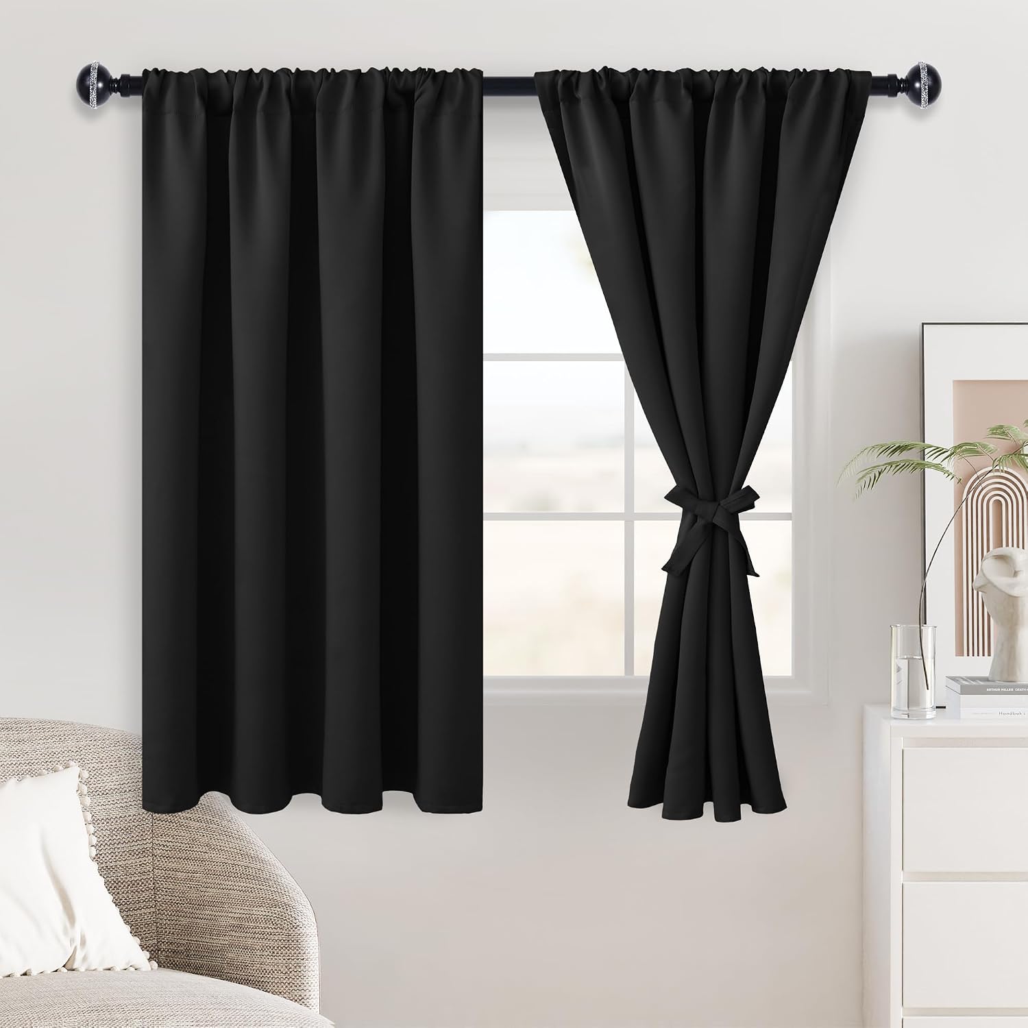 Jiuzhen Halloween Blackout Curtains for Bedroom - Thermal Insulated Black Drapes, Room Darkening Rod Pocket Curtains for Living Room, Set o…