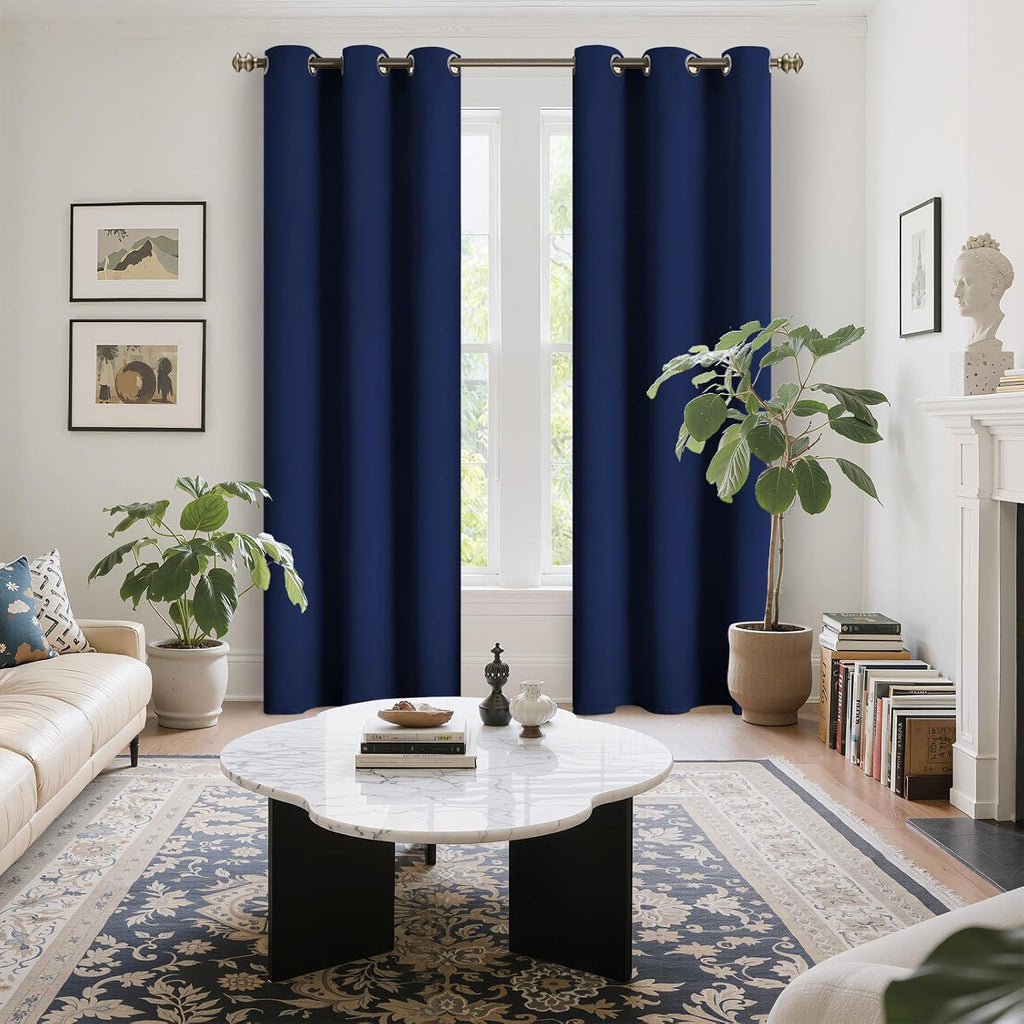 YoungsTex Navy Blue Blackout Curtains 84 Inches Long for Bedroom - Thermal Insulated Drapes with Grommet Room Darkening for Living Room Pri…