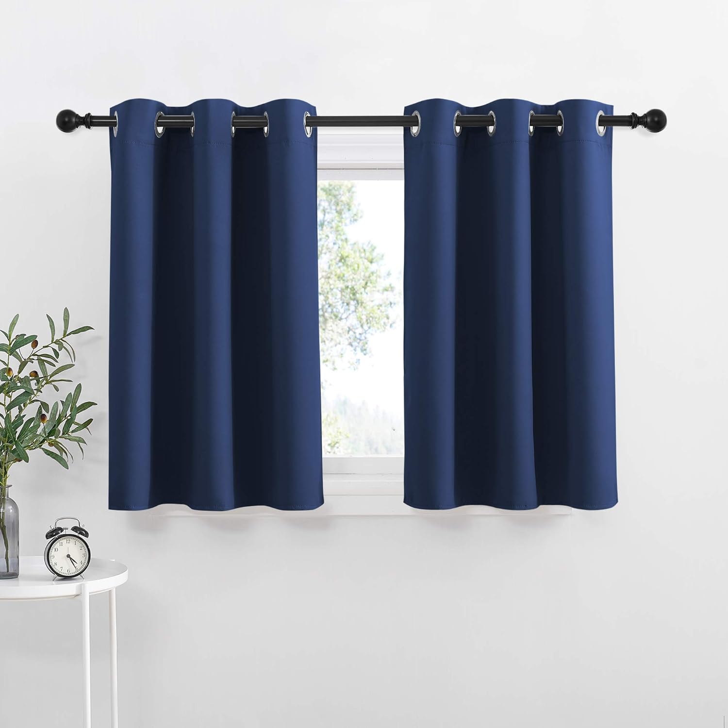 NICETOWN Blackout Kitchen Curtains and Draperies - Navy Half Window Treatment Short Curtain Panels with Grommet-Top Design for…