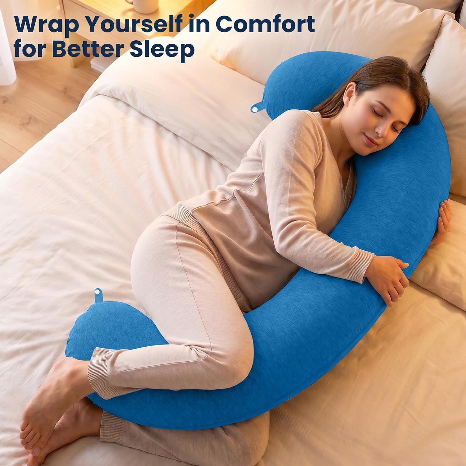 TranquilRelax TranquilRelax C Shaped Body Pillow for Side Sleepers, Memory Foam Long Pillow for Leg, Hip & Back Support, Soft Washab…