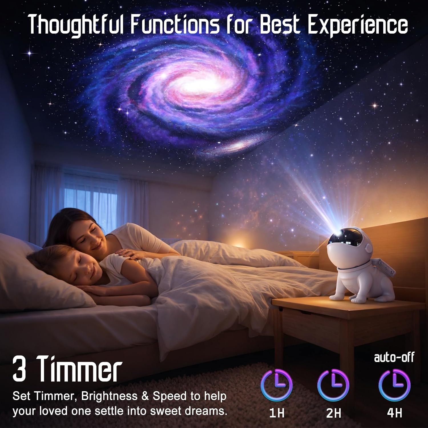 Upgraded Planetarium Projector with White Noise & Bluetooth Speaker, Astronaut Space Light Galaxy Projector for Bedroom, Ceiling Star…