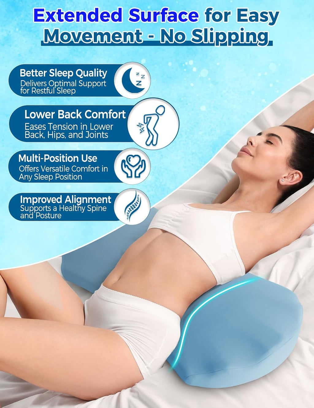 Fledano Lumbar Support Pillow for Bed – Memory Foam Lower Back Pillow for Sleeping, Ergonomic Lumbar Pillow for Side & Back Sleepers, Sciat…