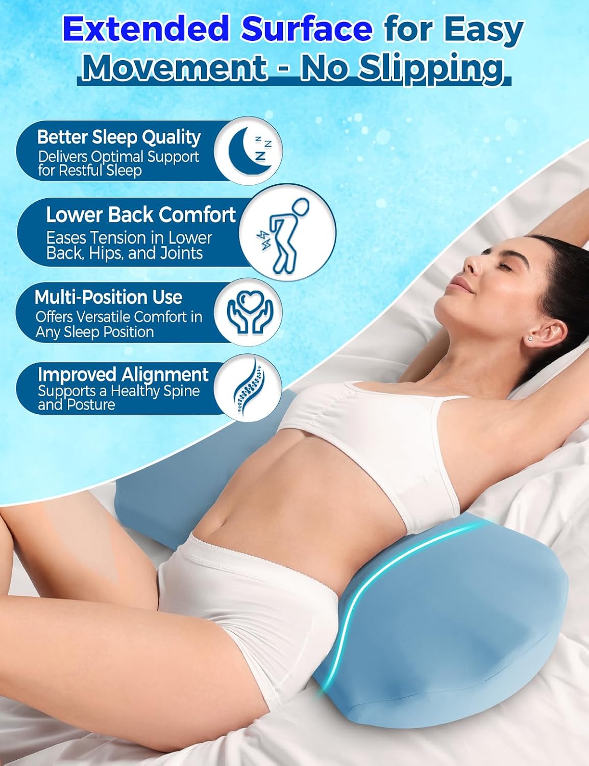 Fledano Lumbar Support Pillow for Bed – Memory Foam Lower Back Pillow for Sleeping, Ergonomic Lumbar Pillow for Side & Back Sleepers, Sciat…