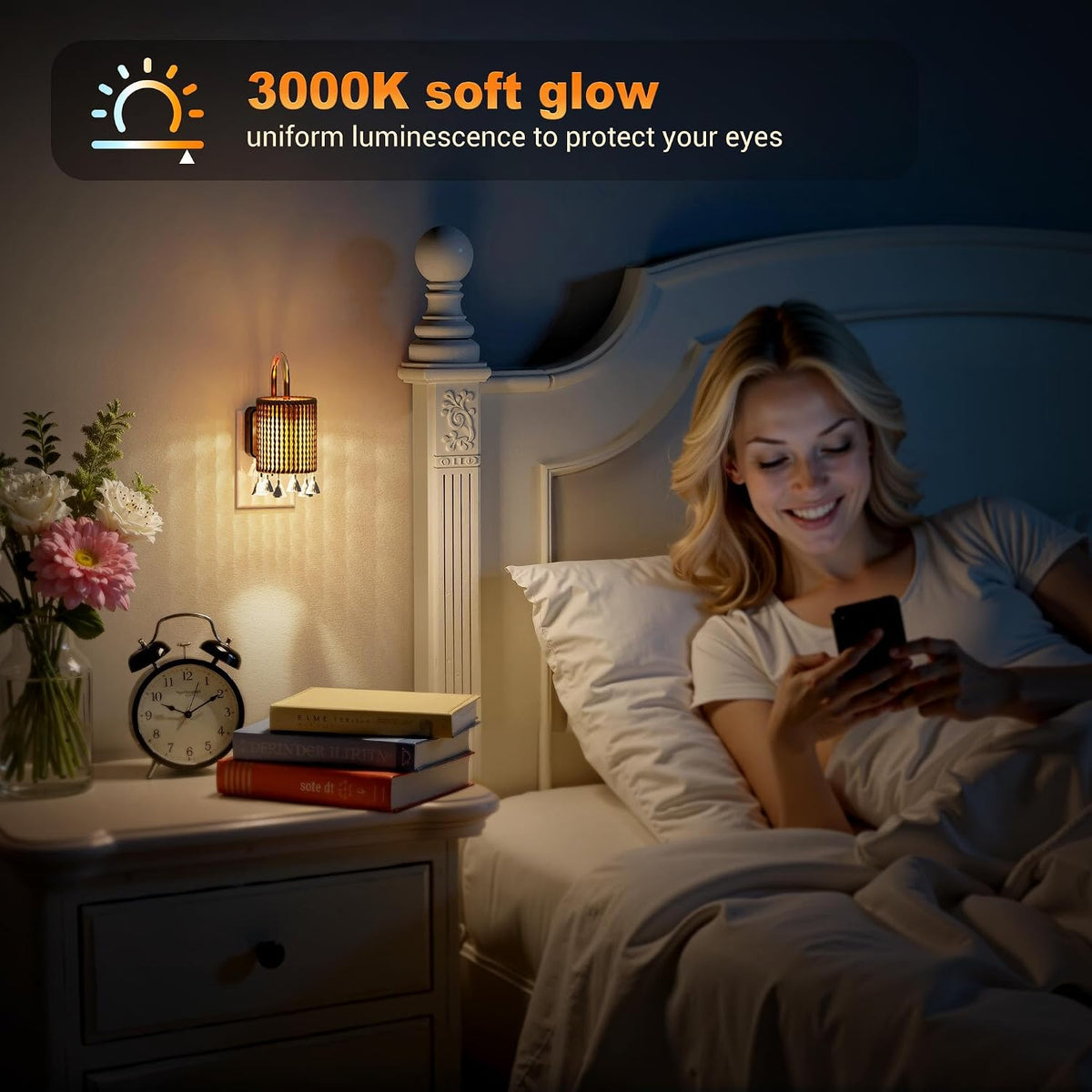 JandCase Night Lights Plug into Wall, Boho Night Light Dusk to Dawn Light Sensor, Warm White 3000K LED Nightlight, Adjustable Brightness…