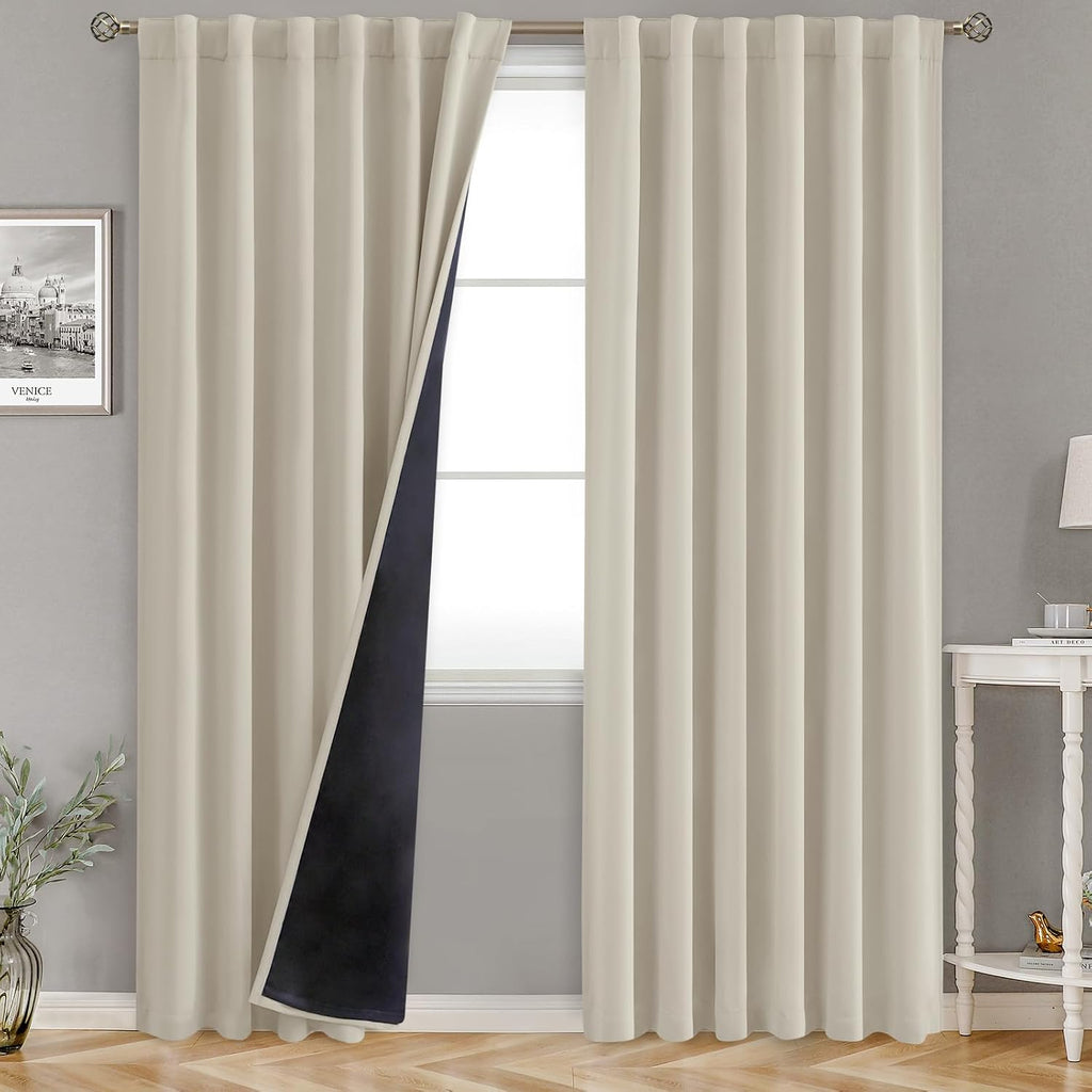 BGment 100% Blackout Curtains 80 Inch Length with Thermal Insulation Liner, Room Darkening Noise Canceling Treatment Rod Pocket and Back…