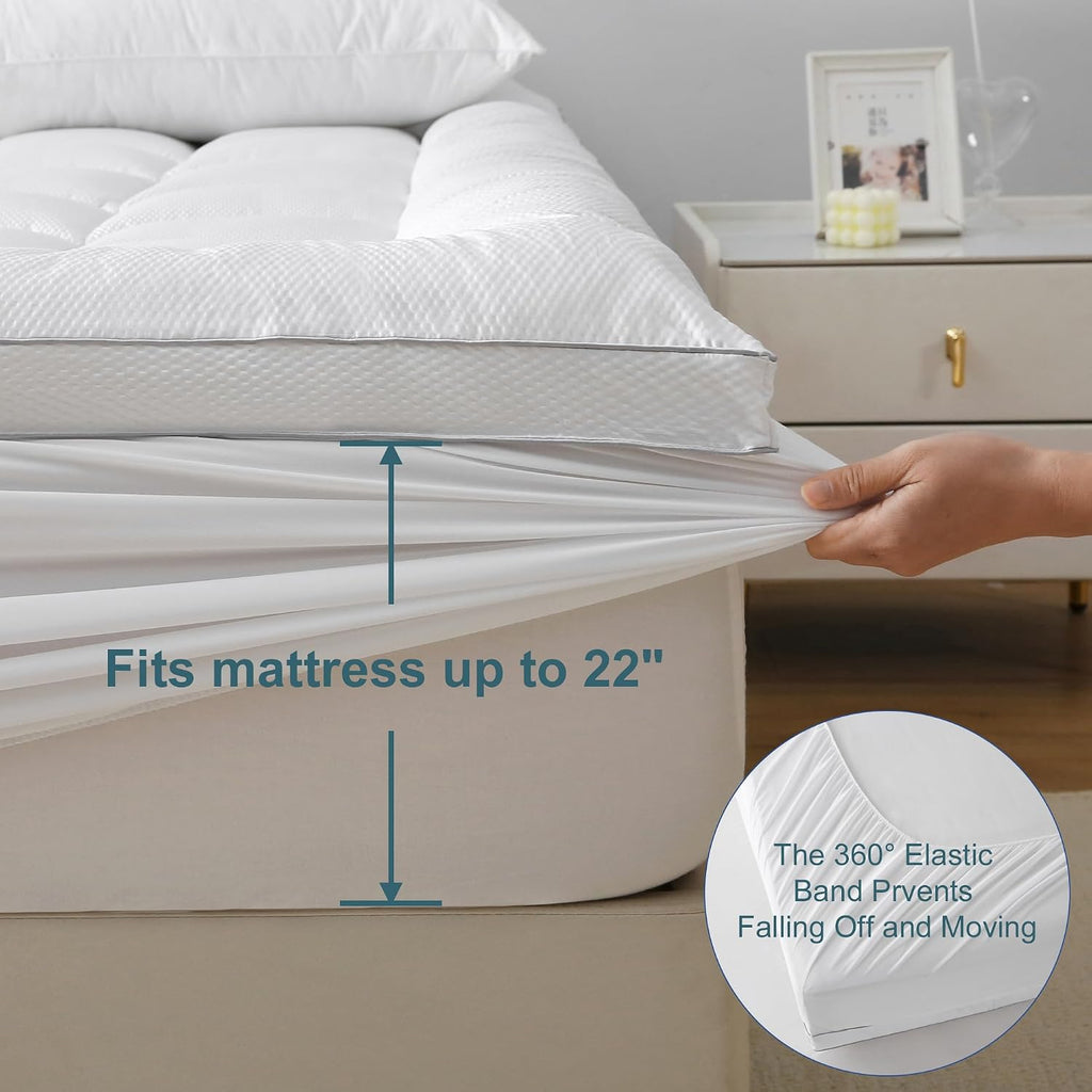 UNILIBRA Cal King Size Mattress Pad Pillow Top Mattress Cover Padded with Down Alternative Filling Cooling Quilted Fitted Mattress…