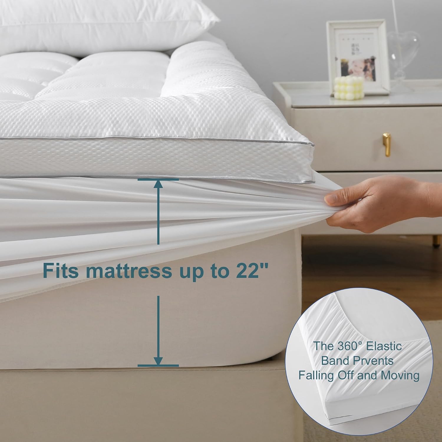 UNILIBRA Cal King Size Mattress Pad Pillow Top Mattress Cover Padded with Down Alternative Filling Cooling Quilted Fitted Mattress…