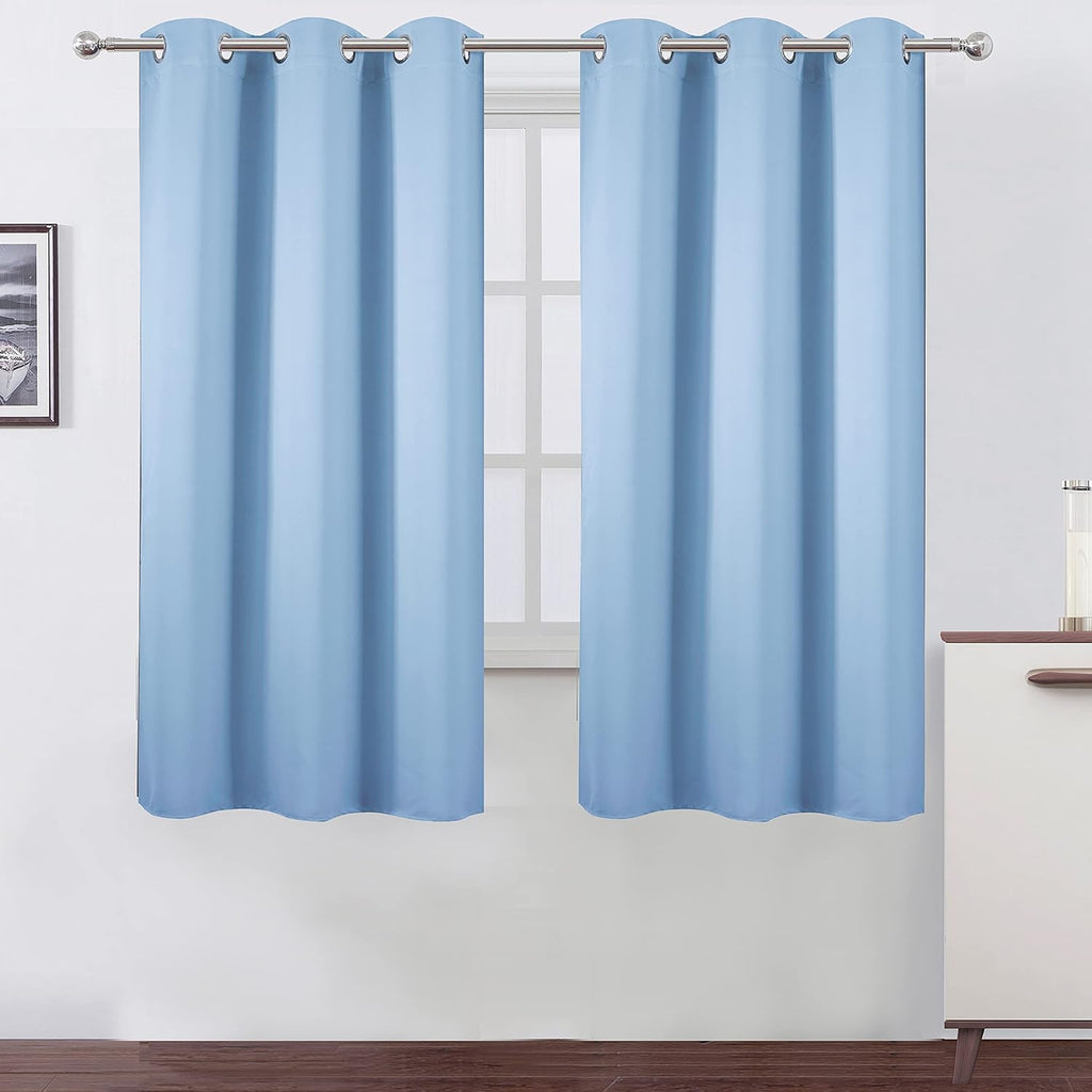 Lemomo Sky Blue Thermal Blackout Curtains/38 x 63 Inch/Set of 2 Panels Room Darkening Curtains for Bedroom 63 Inch Blue