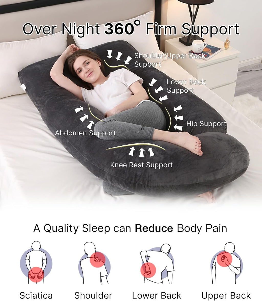 ALLOPERA Pregnancy Pillow, Full Body 57 Inch Maternity Pillow with Removable Washable Cover - Sleep Support for Legs, Back, Neck…