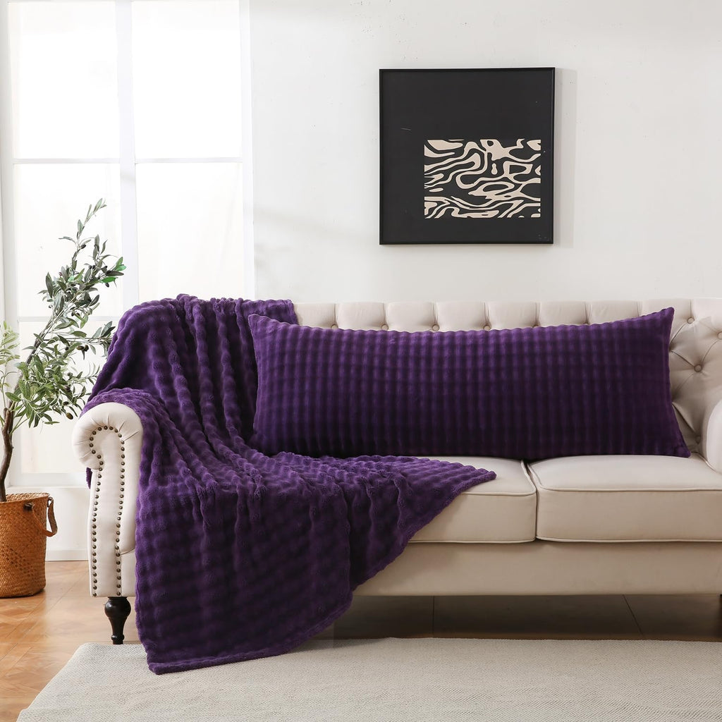 Sochow Decorative Body Pillow Cover 20x54 Inches, Super Soft and Cozy Bubble Textured Fleece Long Body Pillowcase with Zipper Closure,1 Pac…