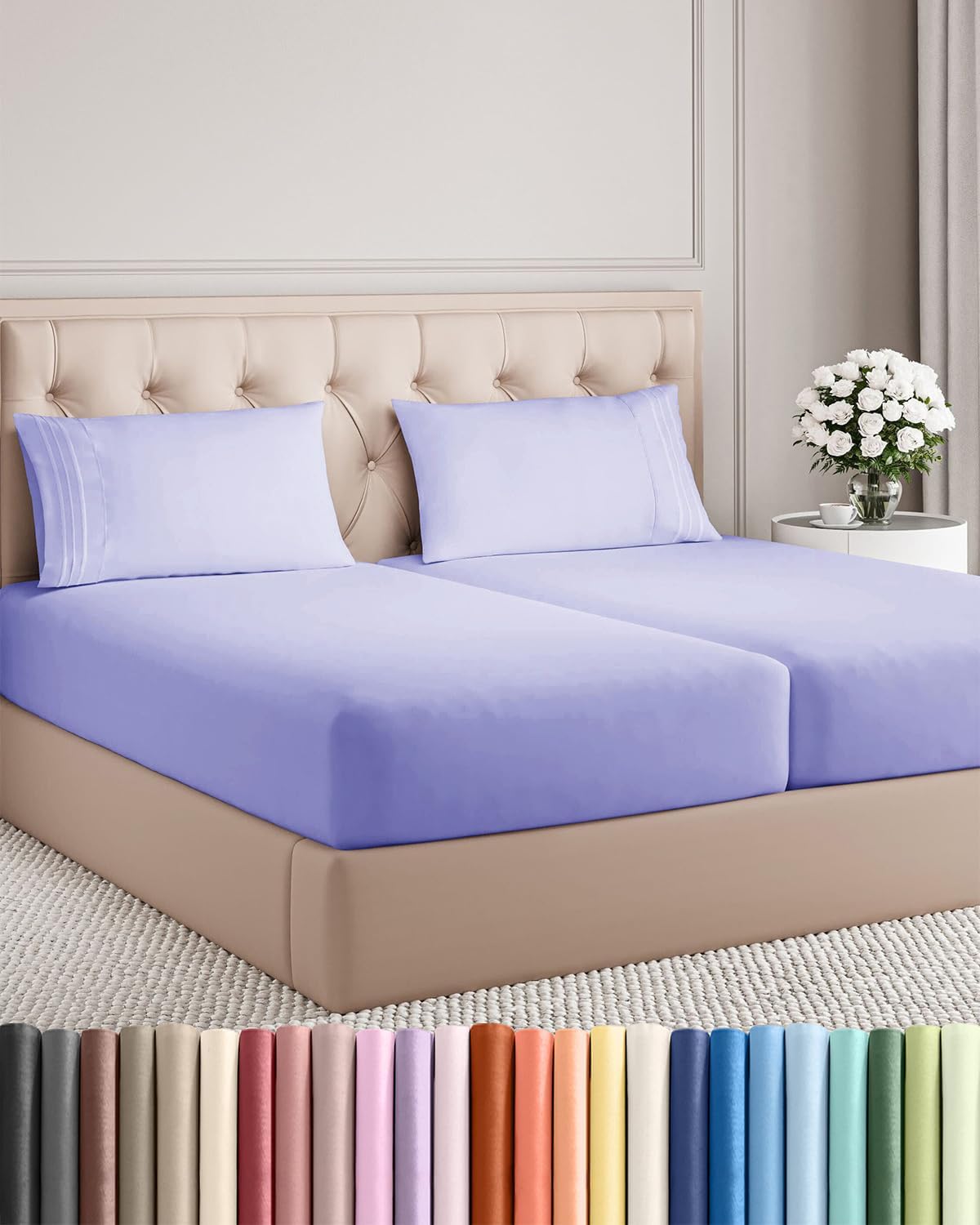 Split King Size 5 Piece Sheet Set - Comfy Breathable & Cooling Sheets - Hotel Luxury Bed Sheets for Women & Men - Deep Pockets, Easy-Fit…