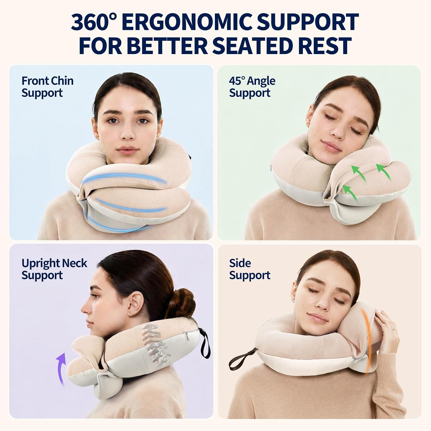 BUYUE Travel Neck Pillows for Airplanes, Memory Foam 360° Head Support Sleep for Long Flight, Skin-Friendly & Breathable, Kit with Eye…