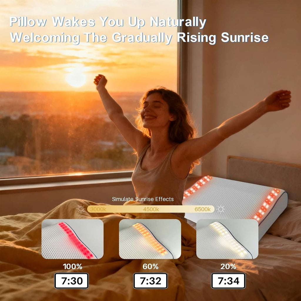 Hopihe Sunrise Pillow, Sound Machine for Sleep with Bluetooth Speaker & Sunset Simulation, Smart Pillow with Wake Up Light, Sunset Lamp, Wh…