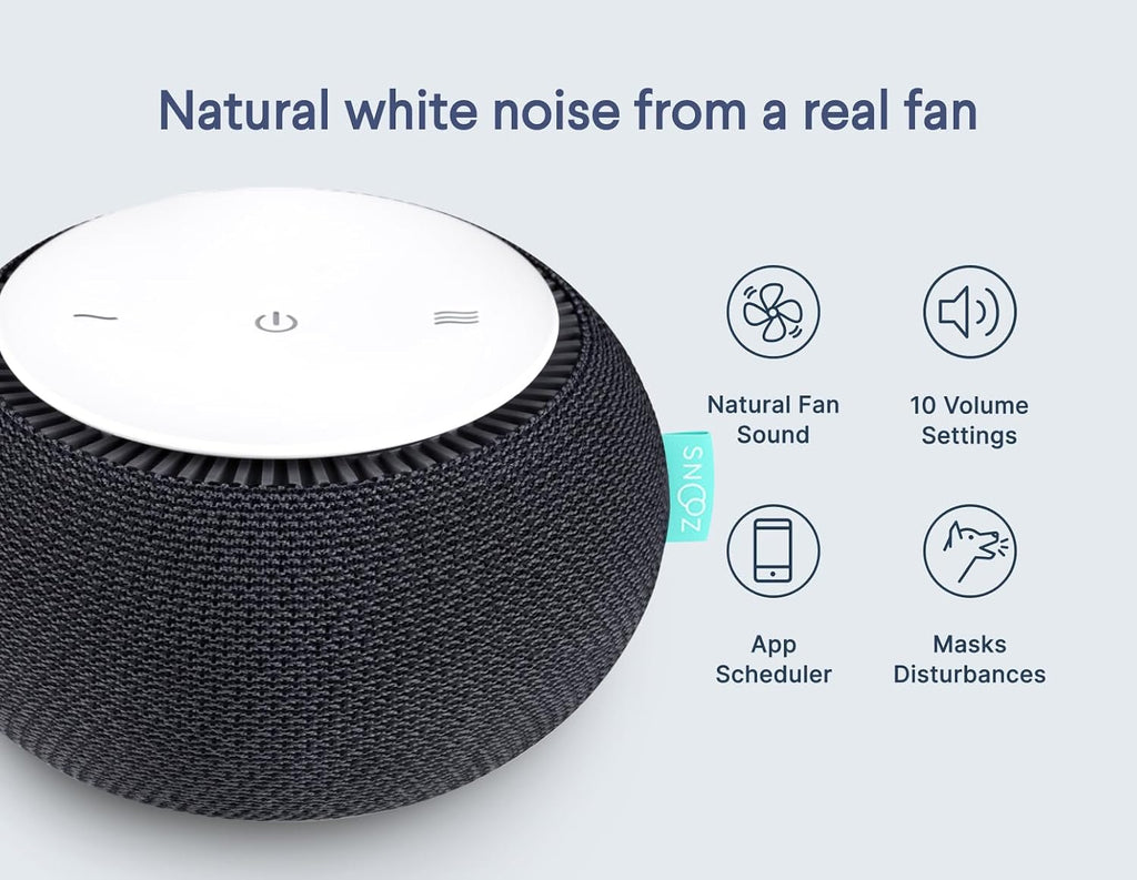 Snooz Smart White Noise Machine - Real Fan Inside for Non-Looping Sound, Portable for Adults, Dogs, Pets, Travel, Home, Bedroom,…