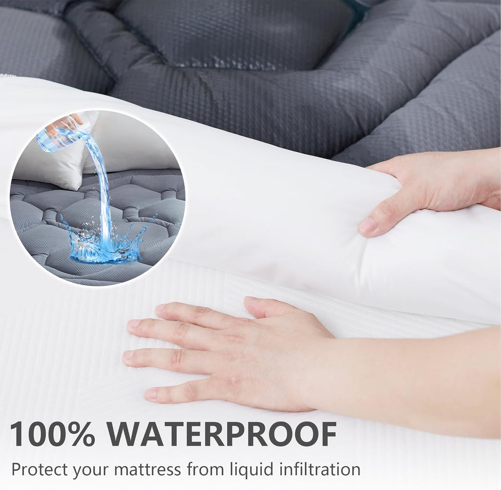 ELVEN HOME California King Mattress Pad, Quilted Fitted Cooling Mattress Cover, Pillow Top Waterproof Mattress Protector, Deep Pocket…
