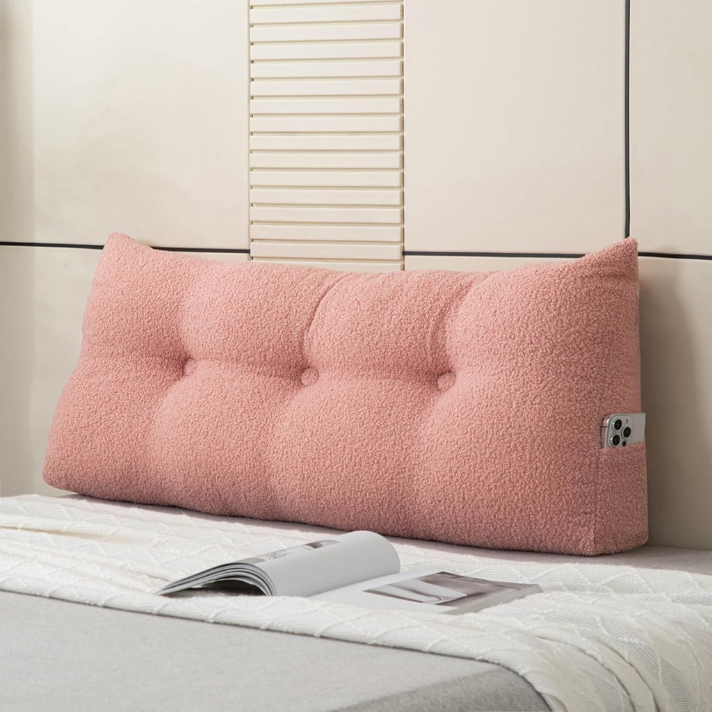 Wedge Headboard Pillows for Sitting Up in Bed Large Teddy Fleece Bolster Cushion Daybed Pillow Lumbar Support Leg Positioning…