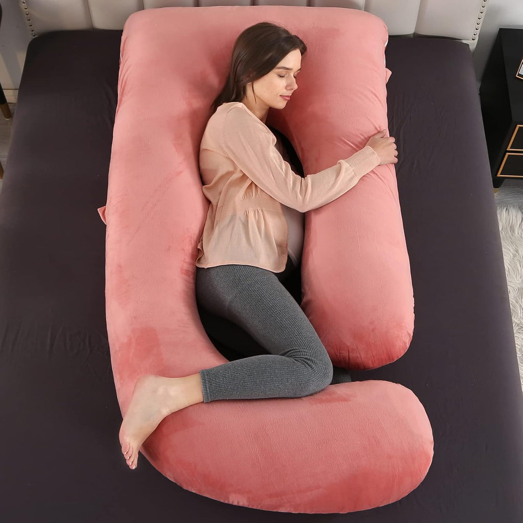 U-Shaped Full Body Pregnancy Pillow for Sleeping – 57" Maternity Pillow with Removable Cover, Support for Back, Legs, Belly & Hips…