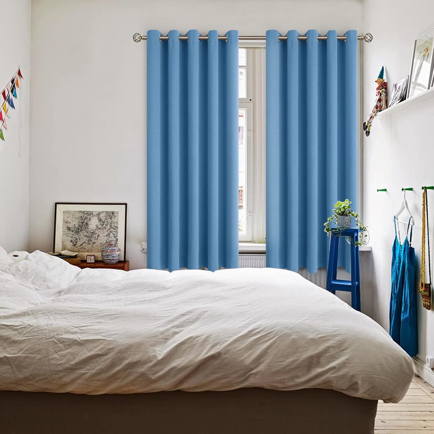 BGment Blackout Curtains - Grommet Thermal Insulated Room Darkening Bedroom and Living Room Curtains, Set of 2 Panels (70 x 63 Inch, Denim)…
