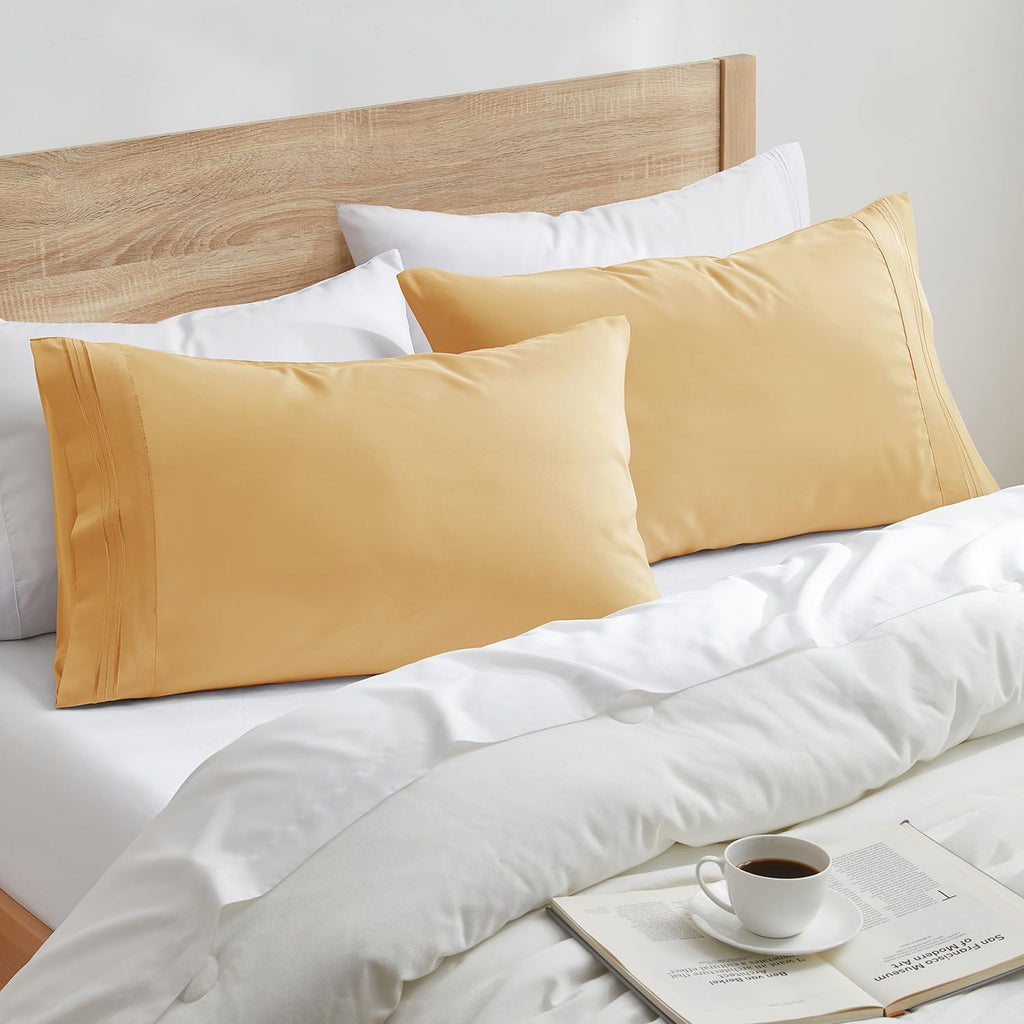 Nestl Camel Pillow Cases - Soft Queen Size Set of 2, 1800 Microfiber Pillow Cases with Envelope Closure, 20x30 Inches cotton