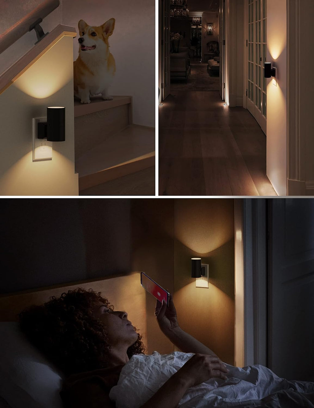 L LOHAS LED Night Light Plug in, 4 Pack, Dimmable Night Lights Plug into Wall, Light Sensor Nightlight, Soft White 3000K with Black…