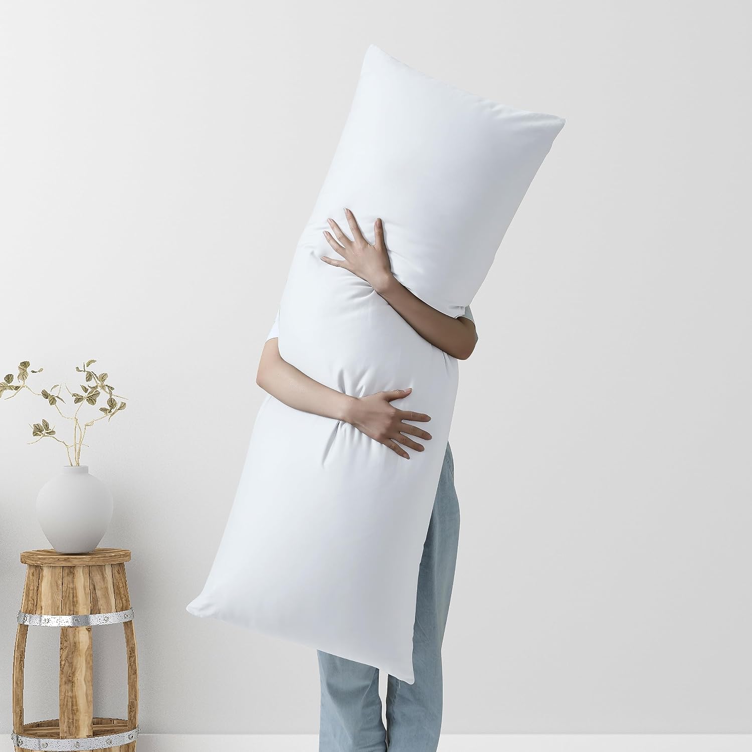 ShunjieHome 100% Egyptian Cotton Body Pillow Cover Long Pillow Case, 600 Thread Count Bed Pillow Protector with Zipper, Sateen Weave Coolin…