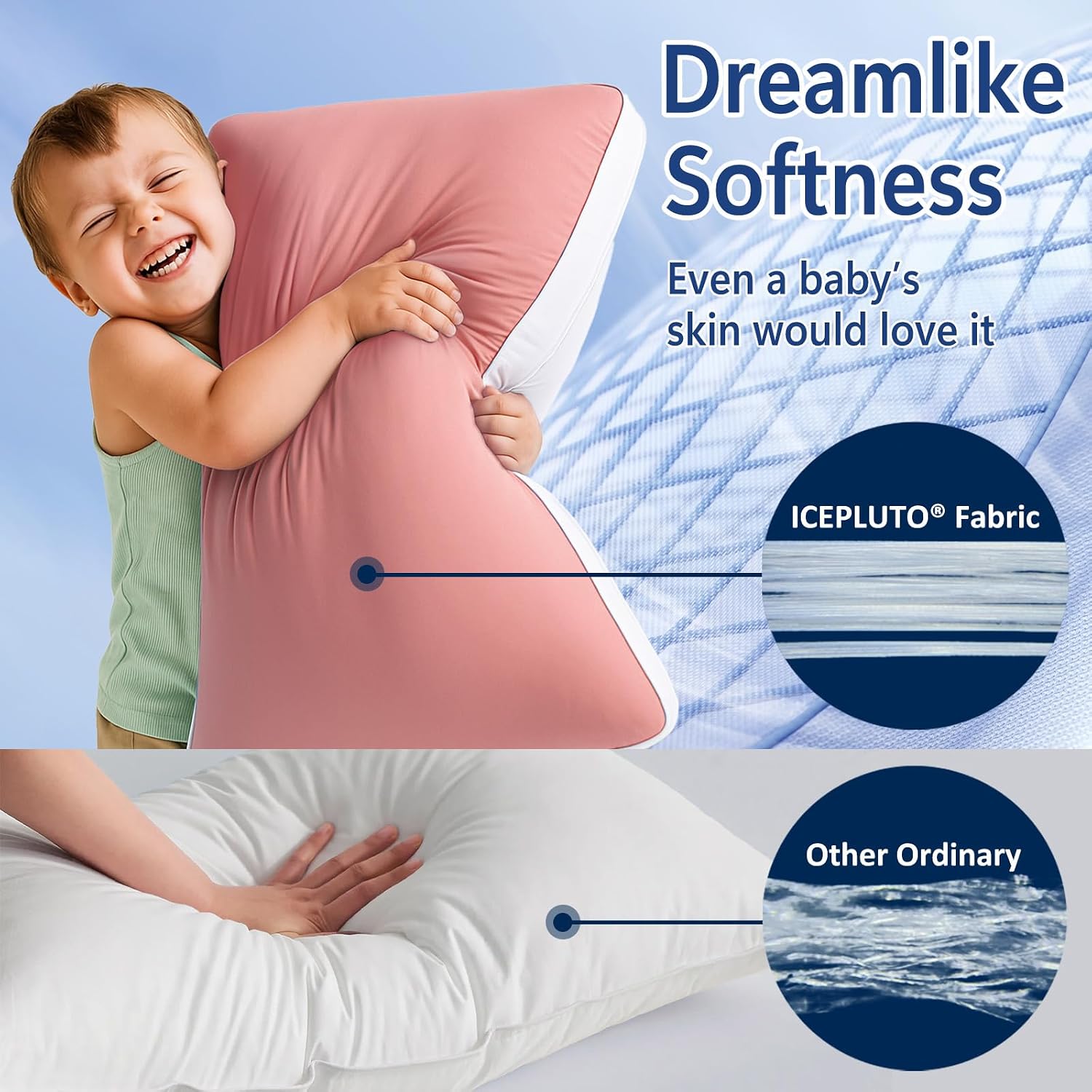 Meelus Silky Soft Pillows Queen Size Set of 2, Reversible Down Alternative Bed Pillows, Skin Friendly Cool Fabric for Hair & Skin, Luxury H…
