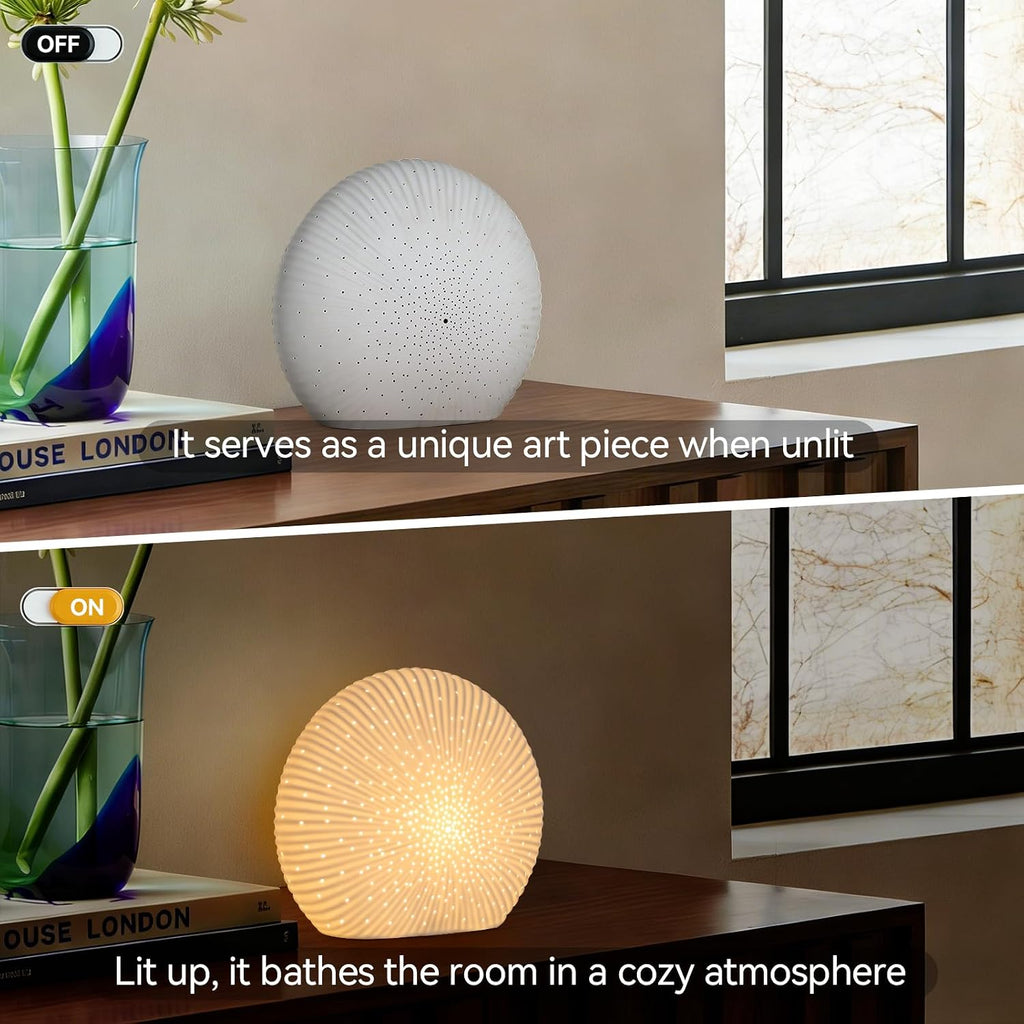 ZUIKAIG 10.5"Modern Ceramic Table Lamp, White bedside table lamp, night Lamp, Decorative Lamp, Ambient lighting, Artistic lamp, Suitable…