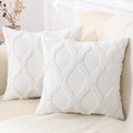 decorUhome Summer Euro Sham Throw Pillow Covers 24x24 Inch Set of 2, Soft Plush Faux Fur Wool Cream White Accent Couch Pillow Covers for Mo…