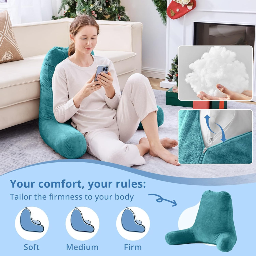 Sasttie 25-inch Reading Pillows for Sitting in Bed Adult, Jumbo Velvet Back Pillow Bed Sitting Up, XL High Back-Rest Support Cushion for…