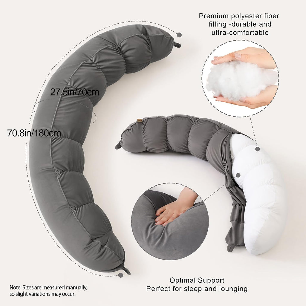 Peallow(Pat. Pend) – Long Round Body Pillow for Adults, Bolster Pillow for Sleeping, Soft and Supportive Pillow for Sleeping & Lumbar…