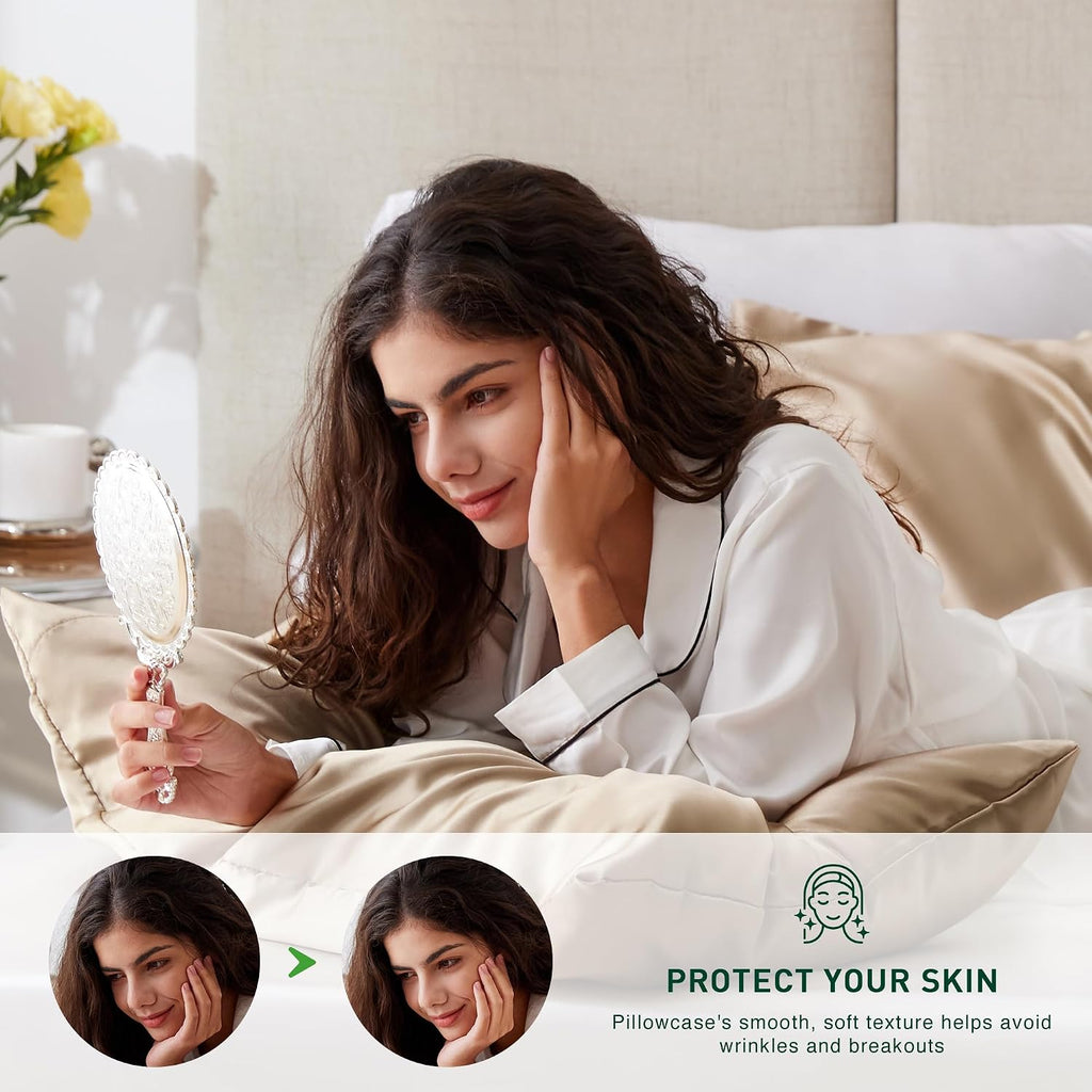 Lovescabin Love's cabin Satin Pillowcase Set of 2 Standard Size 20x26, Cooling Pillow Covers for Hair and Skin, Silky Smooth with Envelope…