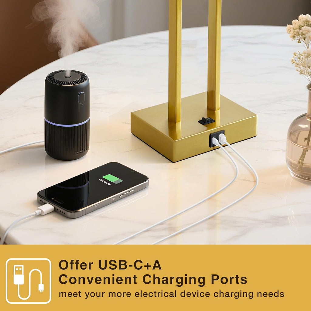 Extra Large 25.5" Nightstand Table Lamps for Bedrooms Set of 2, Bedside Lamp with USB C+A, Colors Changeable Living Room Lamp, Modern…