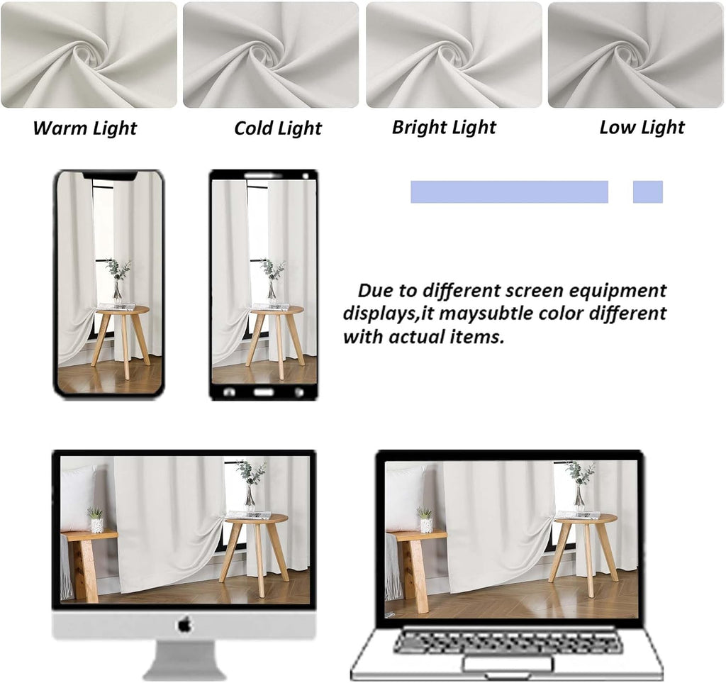 Simplebrand Ava Natural Blackout Curtains for Bedroom 90 Inches Long 2 Panels Set, Solid Privacy Energy Saving Living Room Window Treatment…