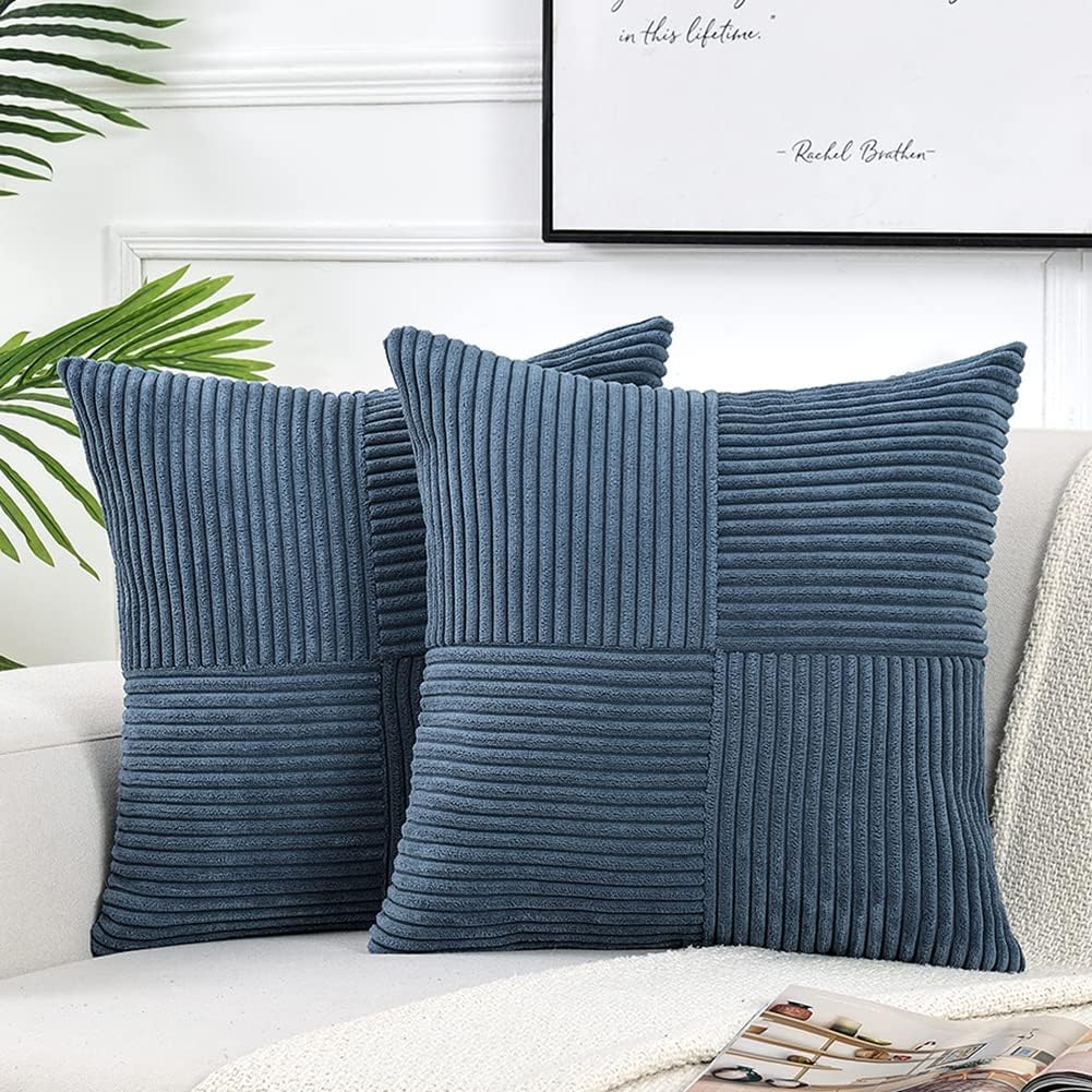 Fancy Homi Dusty Blue Decorative Throw Pillow Covers 16x16 Inch for Living Room Couch Bed Sofa, Farmhouse Boho Home Decor, Soft Corss…