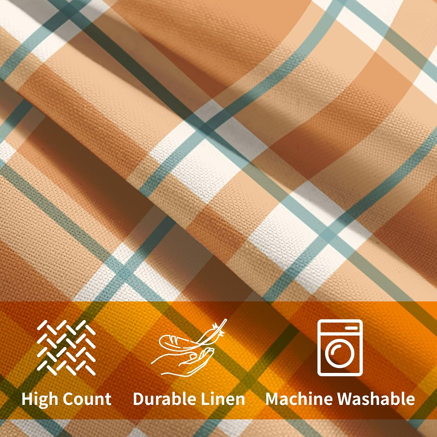 Orange Stripe Fall Throw Pillow Cover 18x18 Inch Set of 2 Hello Fall Stripes Buffalo Plaid Decorative Pillow Protector Pumpkin Autumn…