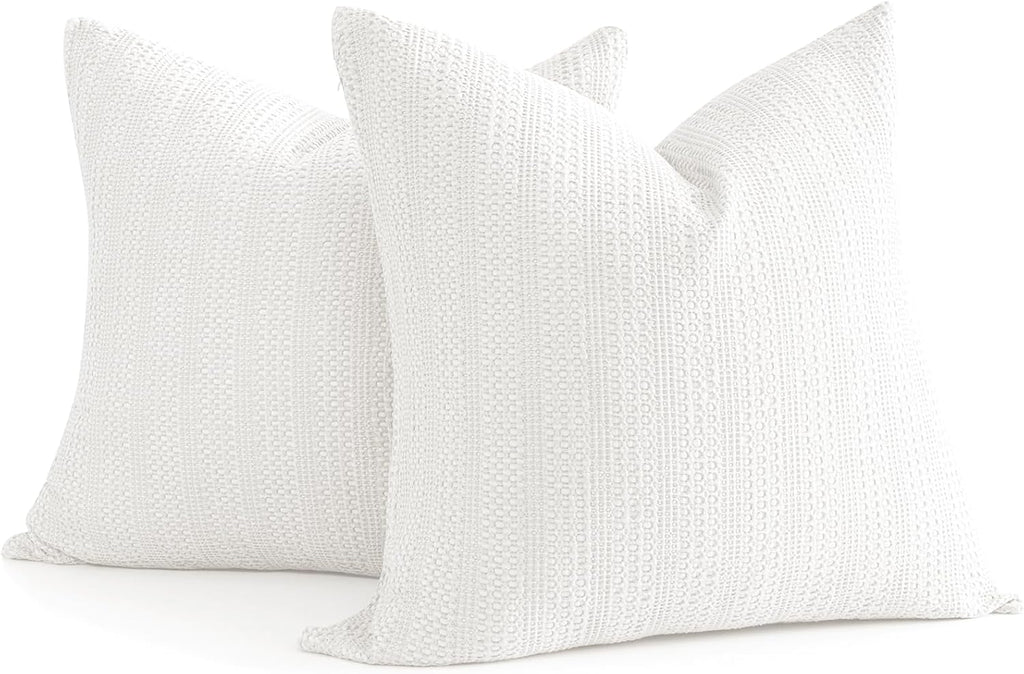Cocoploceus 24x24 Pillow Covers Set of 2 Off White Euro Shams Boho Decorative Throw Pillow Covers Cotton Large Square Pillowcase for Couch…