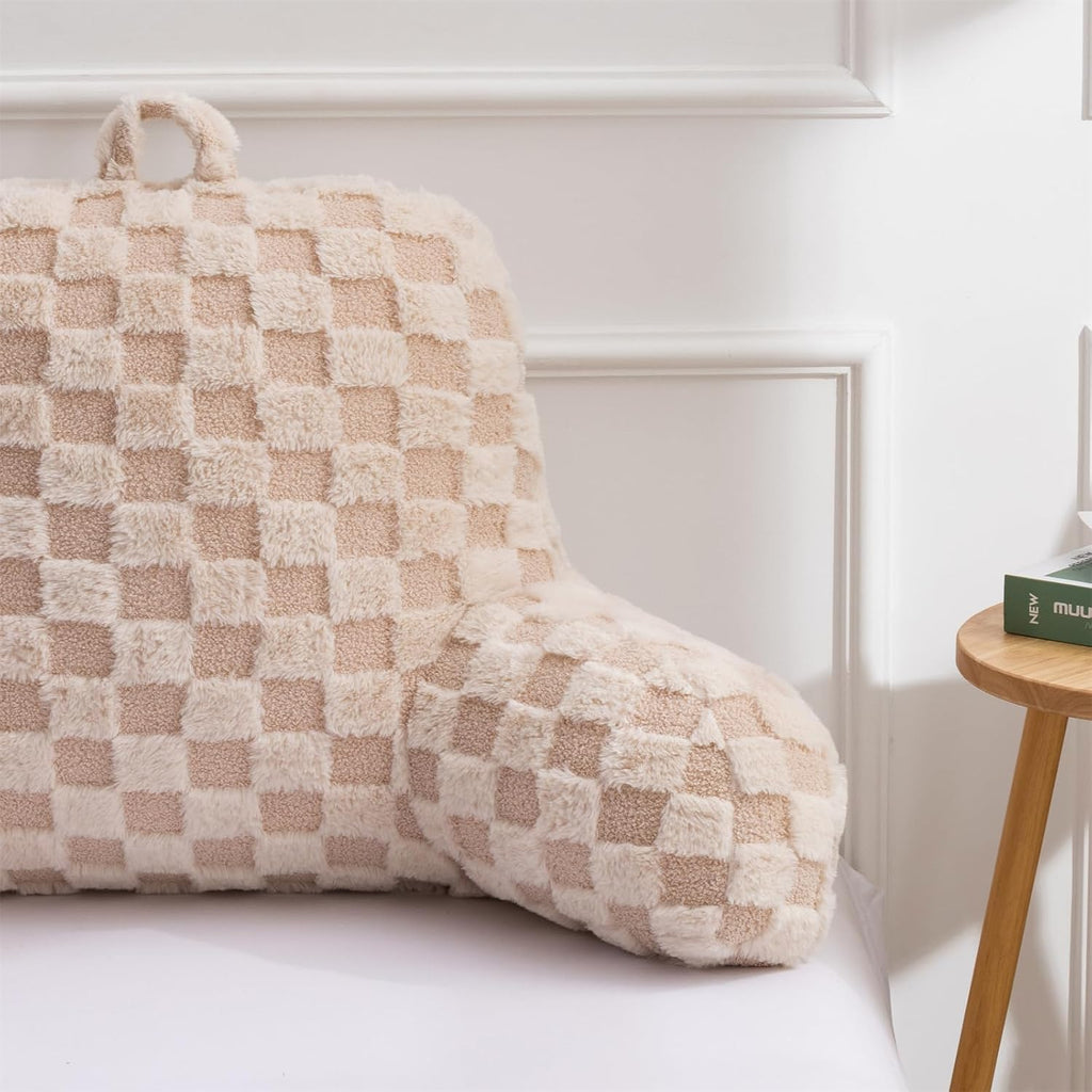 Aimuan Reading Pillow Checkered Bed Rest Wedge Backrest Checkerboard Pillow with Arms Back Support for Sitting Up in Bed Cushion Incline…