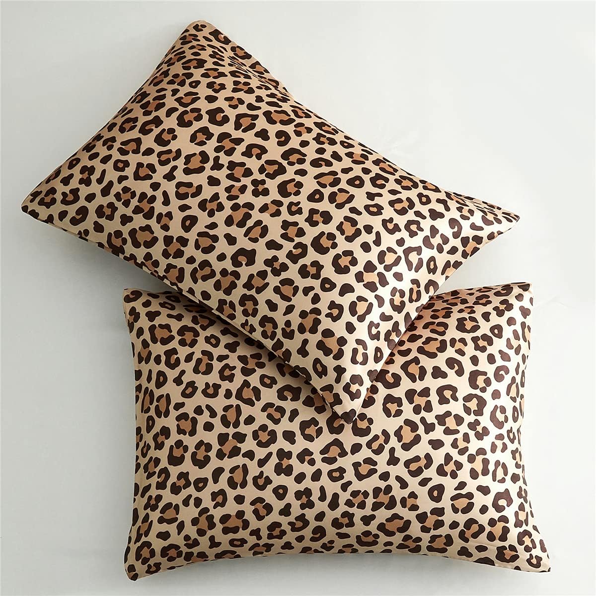 Lcbd Satin Pillowcase King Size for Hair and Skin, Gold Leopard Printed Pillow Cases Set of 2, Silk Satin Pillow Covers for Women with Enve…