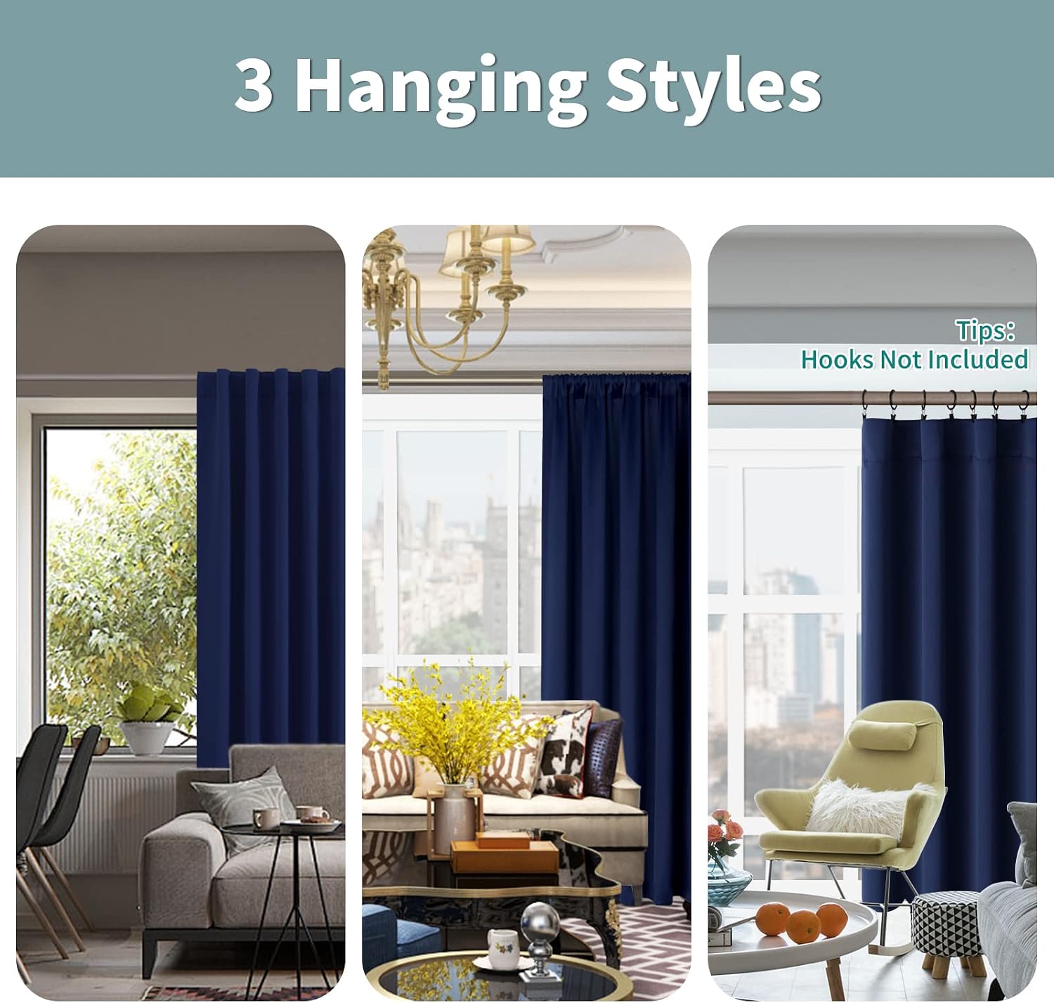 BGment Navy Blue 100% Blackout Curtains for Bedroom, 78 Inch Black Out Living Room Panels with Thermal Liner, Rod Pocket and Back Tab…