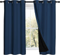 Nicetown Moroccan Blue 100% Blackout Curtains 2 Panels with Black Liners, Thermal Insulated Full Blackout 2-Layer Lined Drapes, Noise Cance…