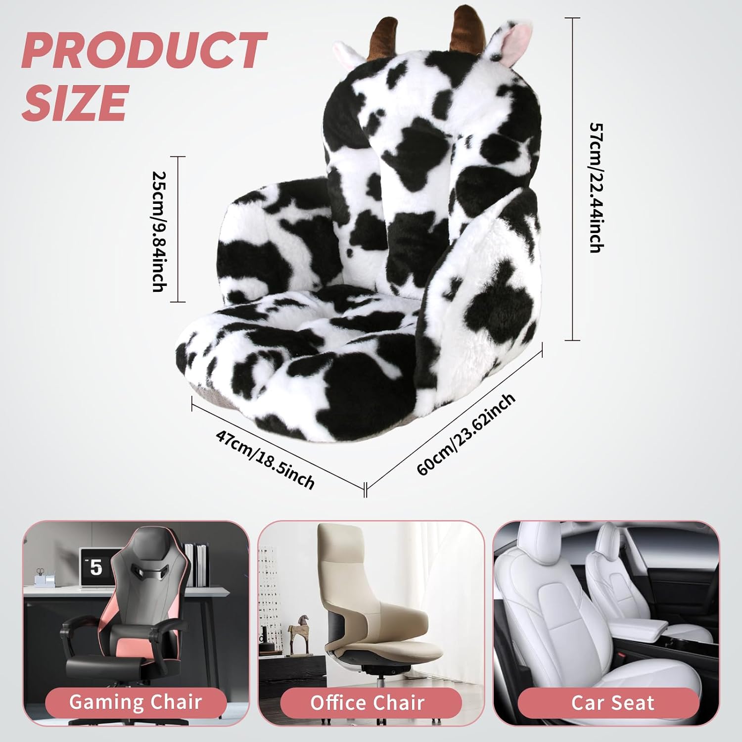DOBUONO Comfy Office Chair Cushion: 17.5" L x 17.5" W x 18" H Cute Seat Cushion Kawaii Cushion for Gaming Chair with Backrest Non-Slip…