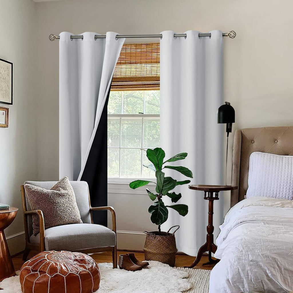 BGment Thermal Insulated 100% Blackout Curtains for Bedroom with Black Liner, Double Layer Full Room Darkening Noise Reducing Grommet Curta…