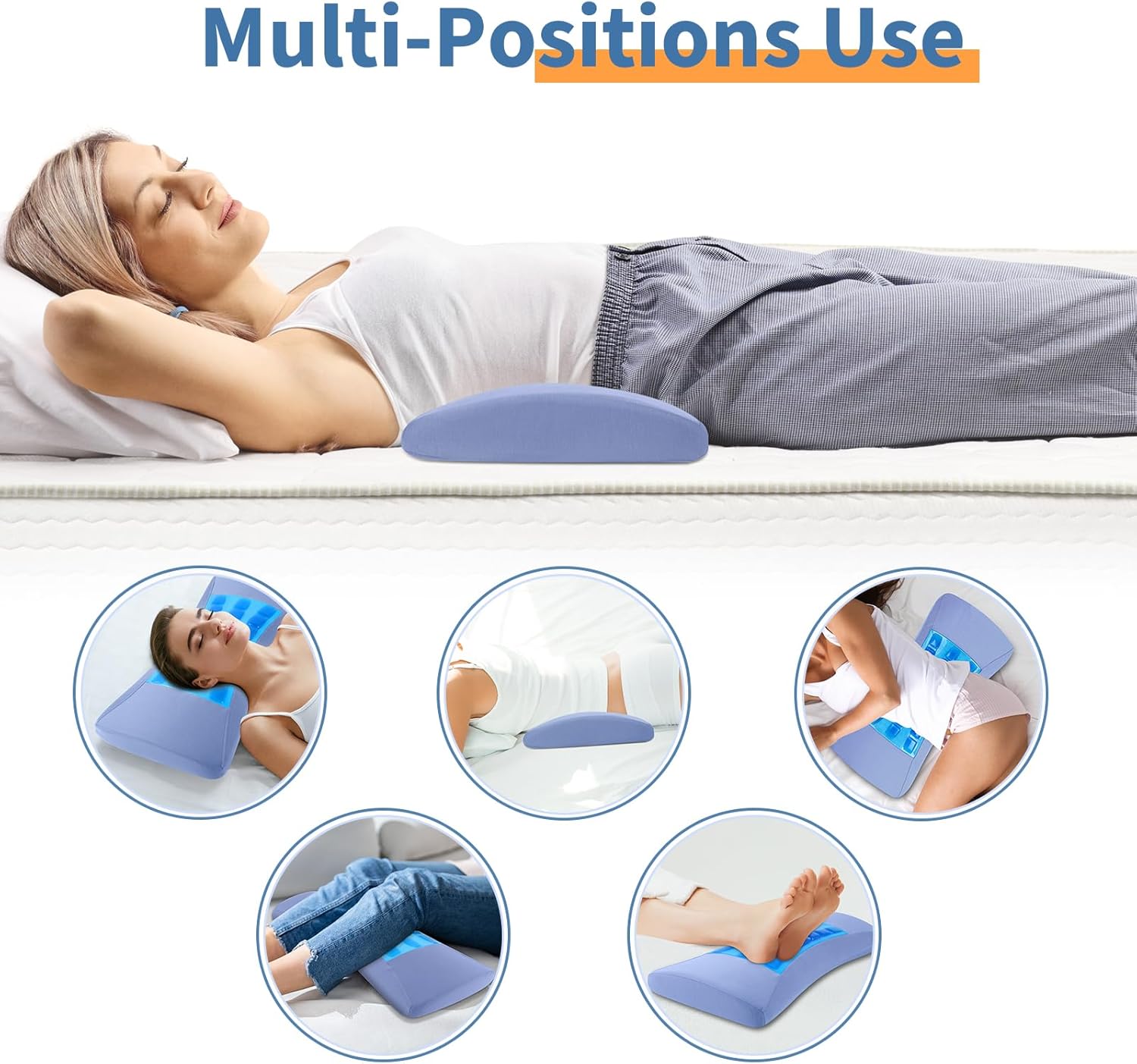 VamorryDirect Lumbar Support Pillow for Bed Relief Lower Back Pain with Cooling Gel: Sciatica Lower Back Pillow for Sleeping-Memory Foam Wa…